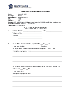 MUNICIPAL OFFICIALS RESPONSE FORM
