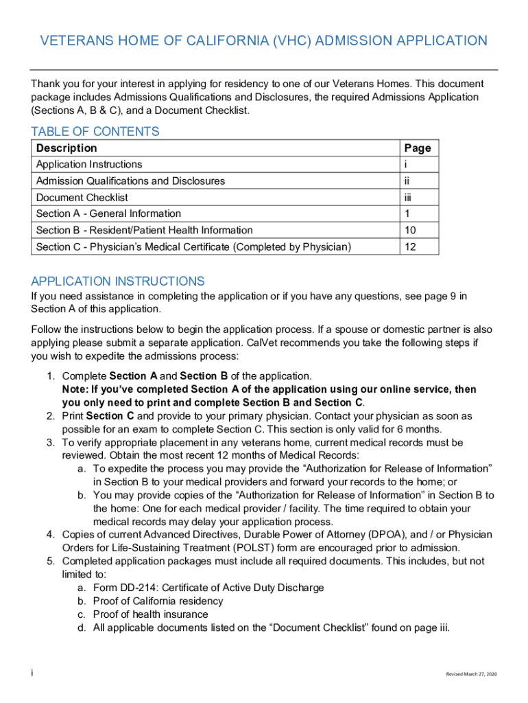 veterans home of california application Preview on Page 1