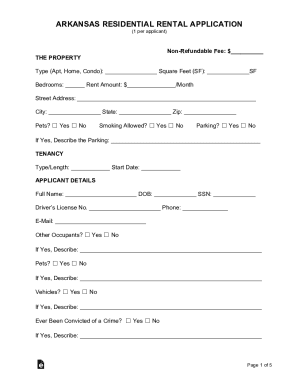 Fillable Online Arkansas Rental Application Form Fax Email Print ...