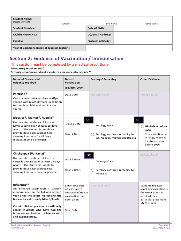 AU UQ Form A 2019-2021 - Fill and Sign Printable Template ... Preview on Page 1