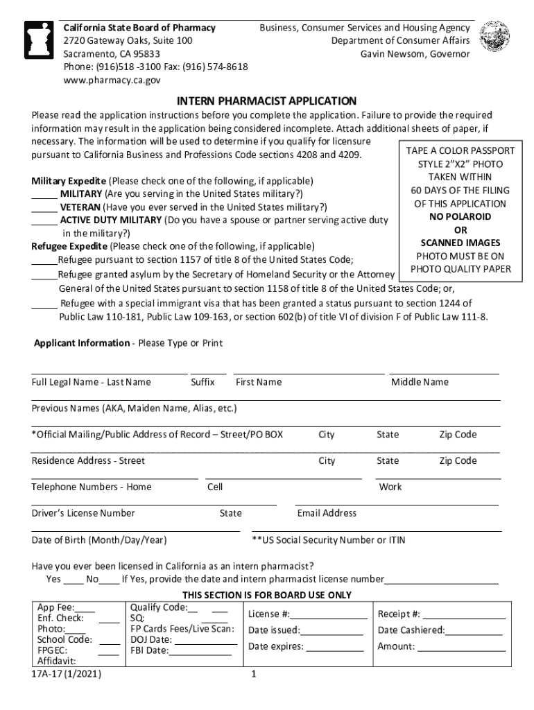 pharmacy intern license Preview on Page 1