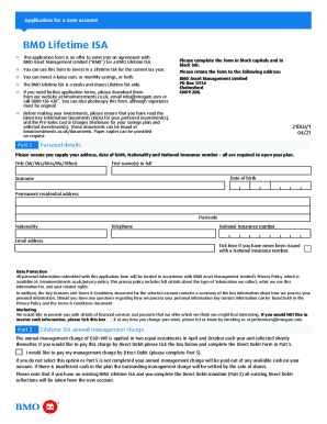 Fillable Online BMO Lifetime ISA - BMO GAM Fax Email Print - pdfFiller