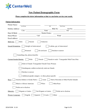 Fillable Online Patient Demographic Information Form TemplateJotForm ...