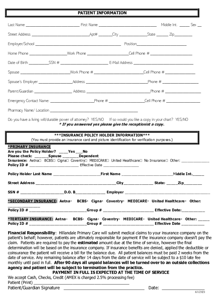 Fillable Online NEW PATIENT FORMS-patient demographics 11.25.20 Fax ...