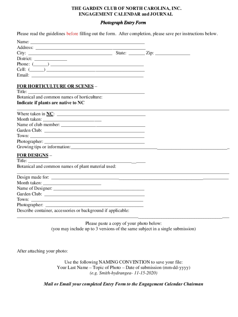 Fillable Online ENGAGEMENT CALENDAR and JOURNAL Fax Email Print - pdfFiller