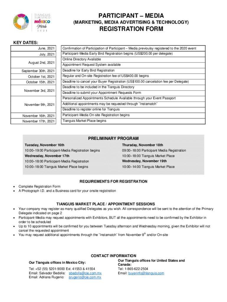 (MARKETING, MEDIA ADVERTISING & TECHNOLOGY) REGISTRATION FORM Preview on Page 1