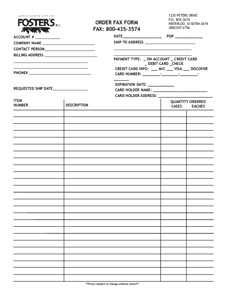 Fillable Online 2015 Fax Order Form Fax Email Print - pdfFiller