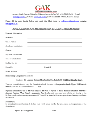 APPLICATION FOR MEMBERSHIP: GRADUATE MEMBERSHIP - gak.co.ke