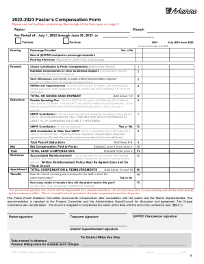 2022-2023 Pastors Compensation Form