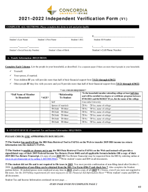 20212022 Independent Verification Form