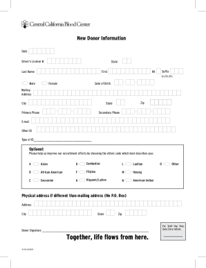 New Donor Information - Central California Blood Center