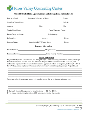 Fillable Online Project SOAR Referral Form - rvccinc.org Fax Email ...