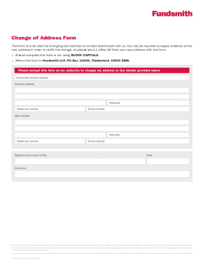 Change of Address Form - Fundsmith