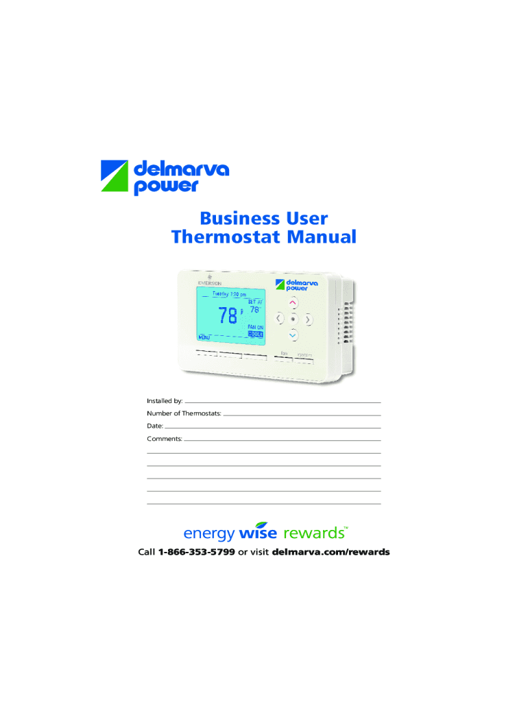 Fillable Online Emerson delmarva power Thermostat Operation & users