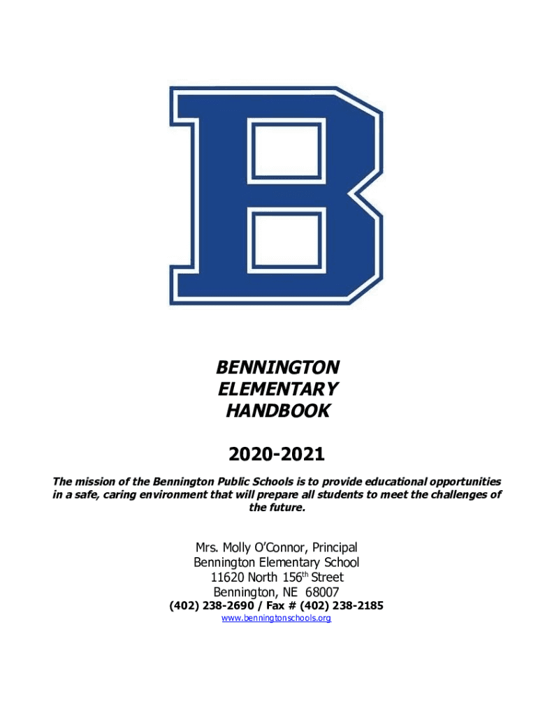 Fillable Online Bennington Public Schools Handbook Fax Email Print