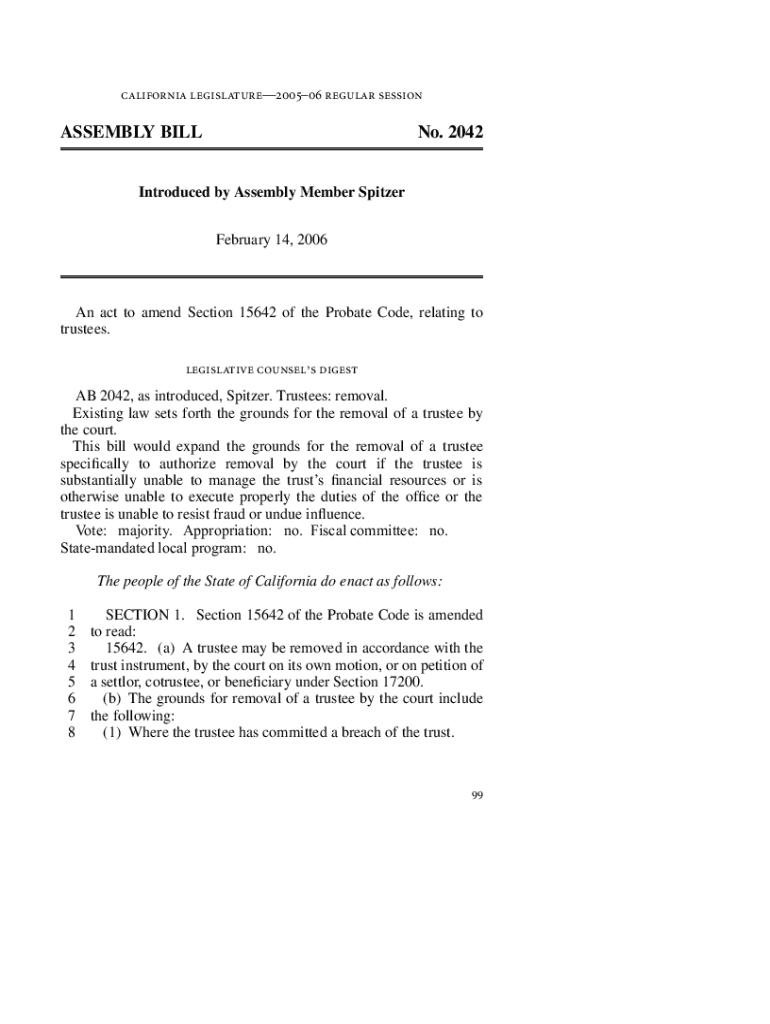 Fillable Online ASSEMBLY BILL No. 2042 Fax Email Print pdfFiller