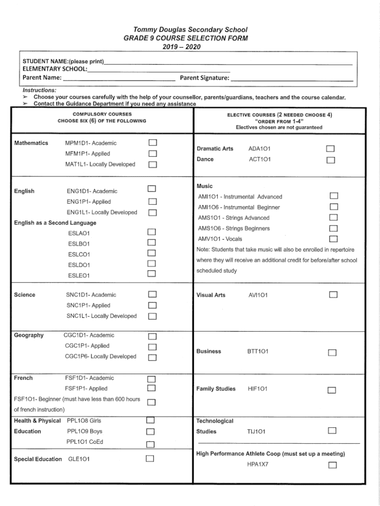 tommy-douglas-course-selection-fill-online-printable-fillable