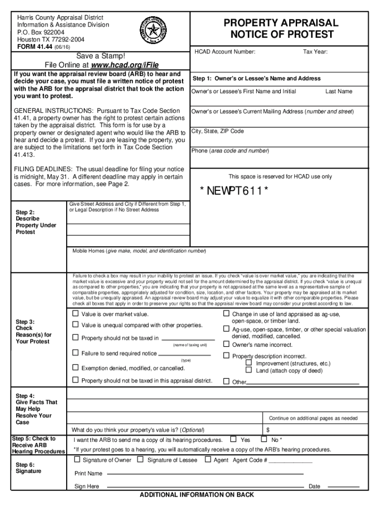 harris property tax notice protest Preview on Page 1