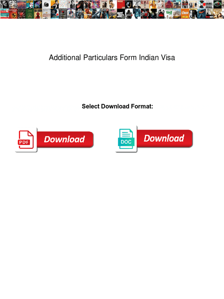 Fillable Online Additional particulars form for OCI Card Services in