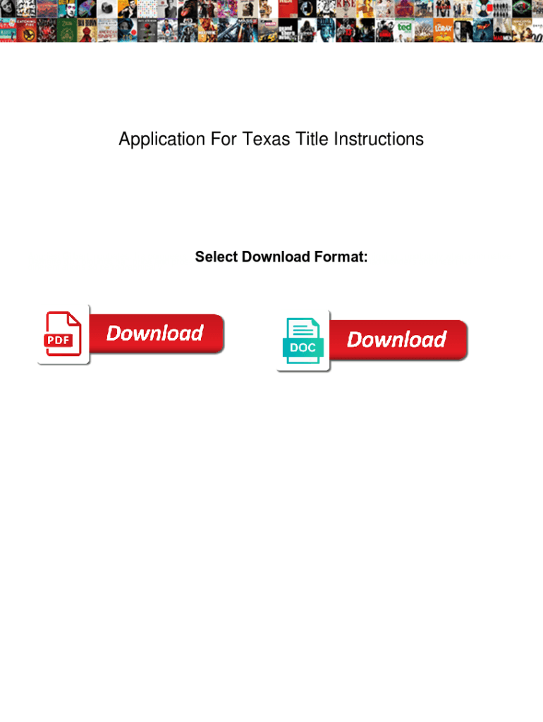 Fillable Online Application For Texas Title Instructions. Application