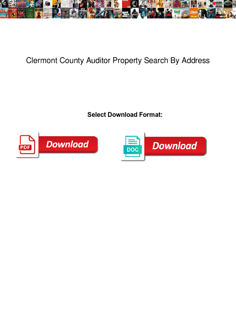 Fillable Online Clermont County Auditor Property Search By Address