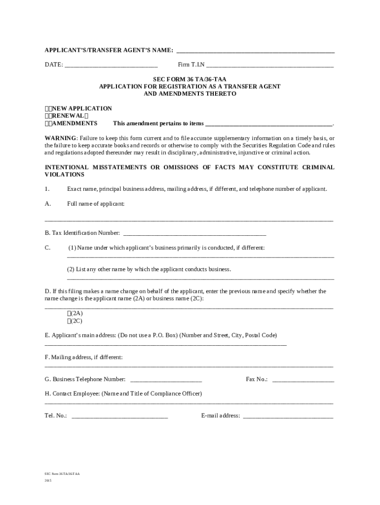 SEC36TAApplicationforRegistrationasTransfer Doc Template