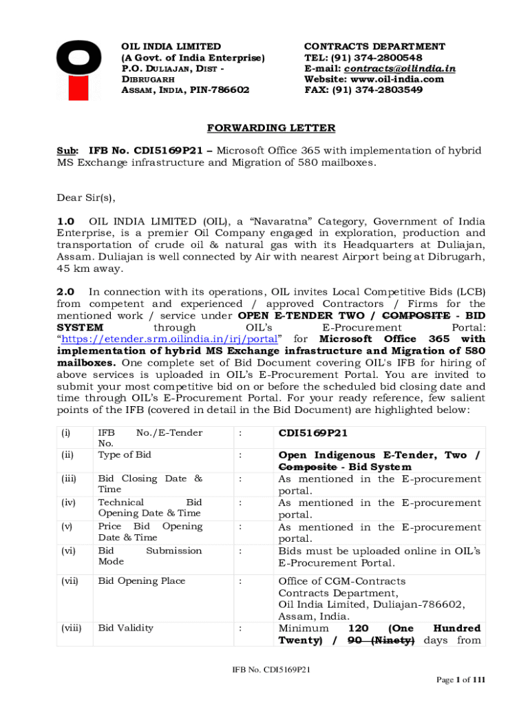 Fillable Online OIL INDIA LIMITED (A Government of India Enterprise) P