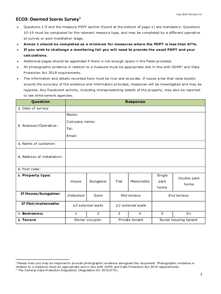 ECO Deemed Scores Survey - Ofgem Preview on Page 1