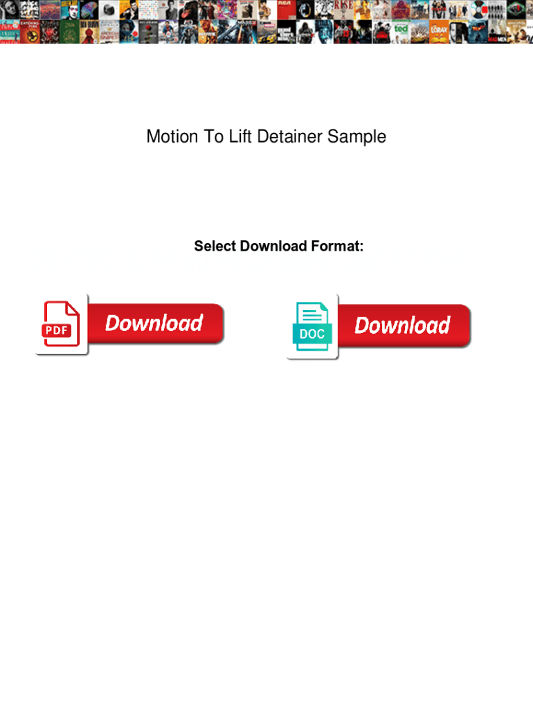 Fillable Online Motion To Lift Detainer Sample. Motion To Lift Detainer