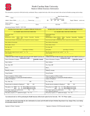 Fillable Online Student-Athlete Insurance Information Fax Email Print ...