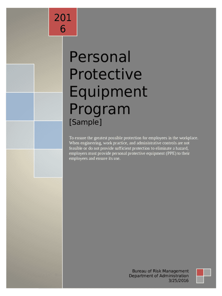 Personal Protective Equipment Program. Sample Doc Template | pdfFiller