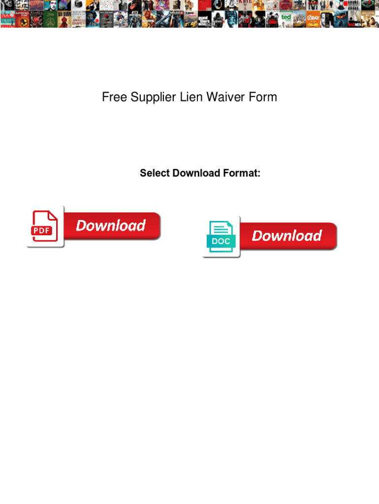 Fillable Online Free Supplier Lien Waiver Form. Free Supplier Lien ...