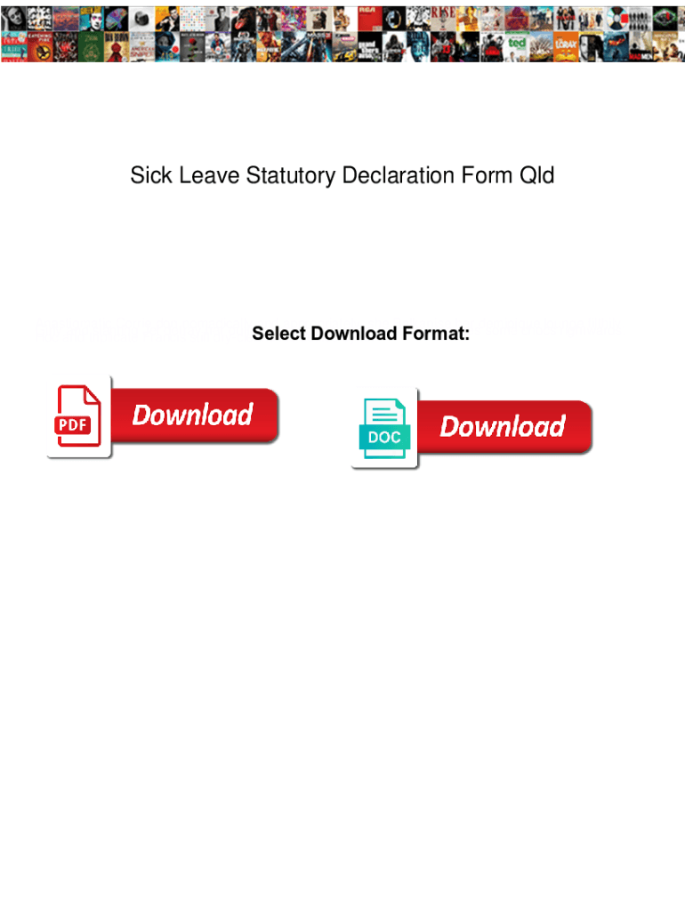 Fillable Online Sick Leave Statutory Declaration Form Qld. Sick Leave