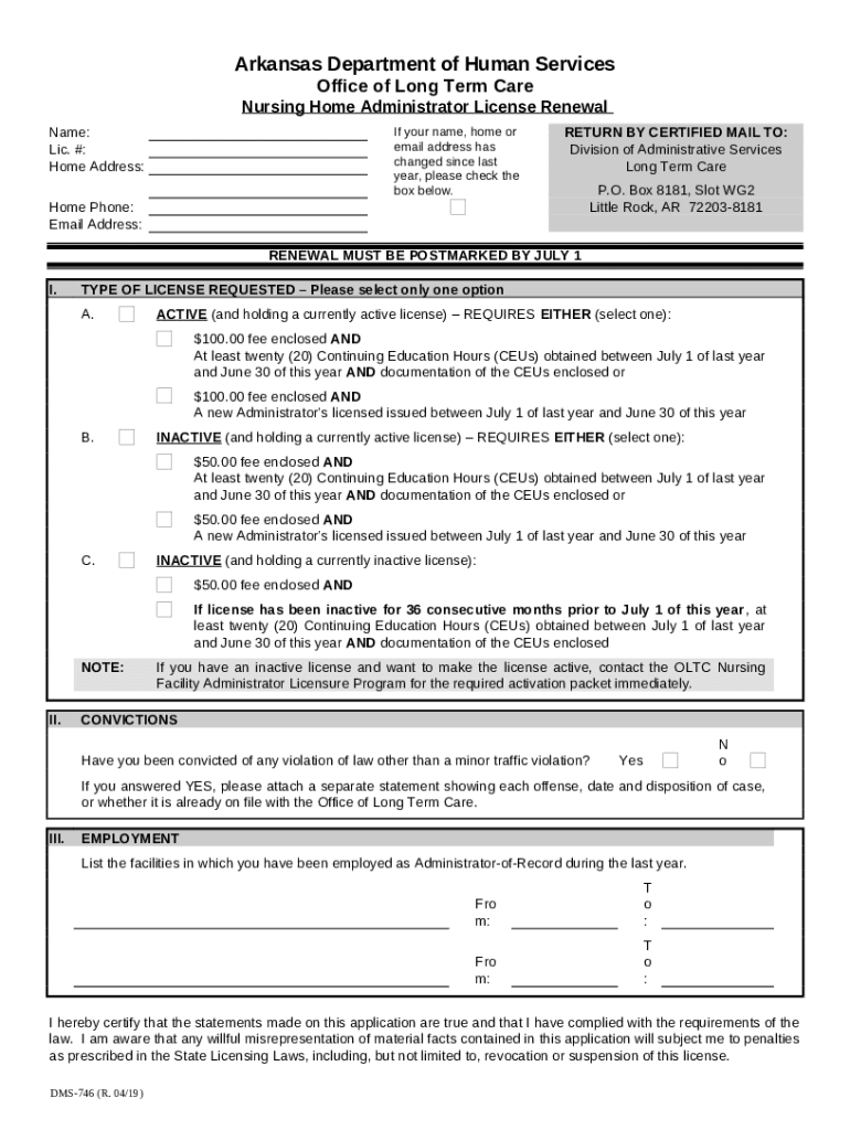 Nursing Home Administrators License Renewal humanservices arkansas
