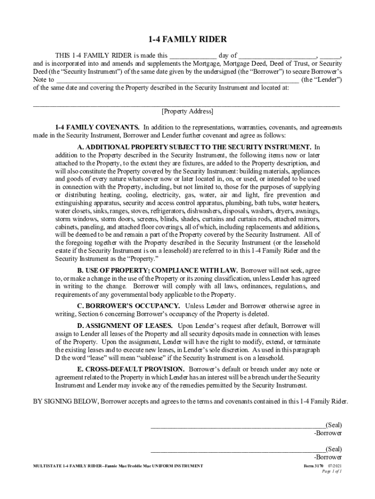 rents rider form Preview on Page 1