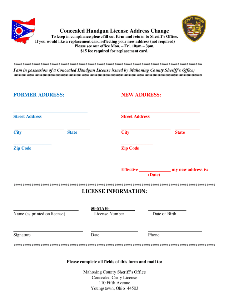 Fillable Online How do I update my name or address on my handgun