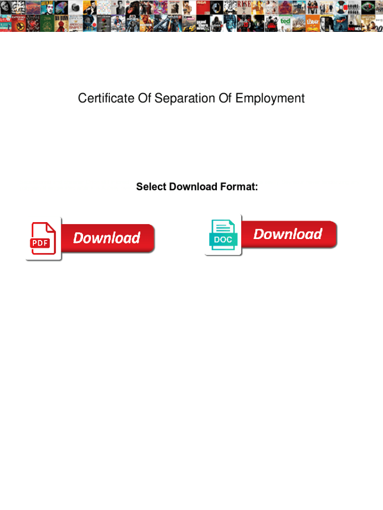 Fillable Online Certificate Of Separation Of Employment. Certificate Of Separation Of Employment