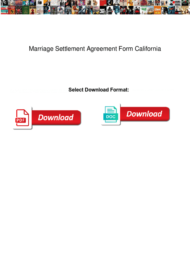 Fillable Online Marriage Settlement Agreement Form California. Marriage