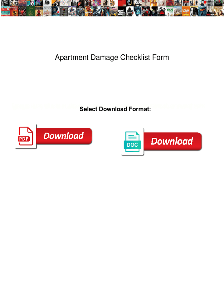 Fillable Online Apartment Damage Checklist Form. Apartment Damage