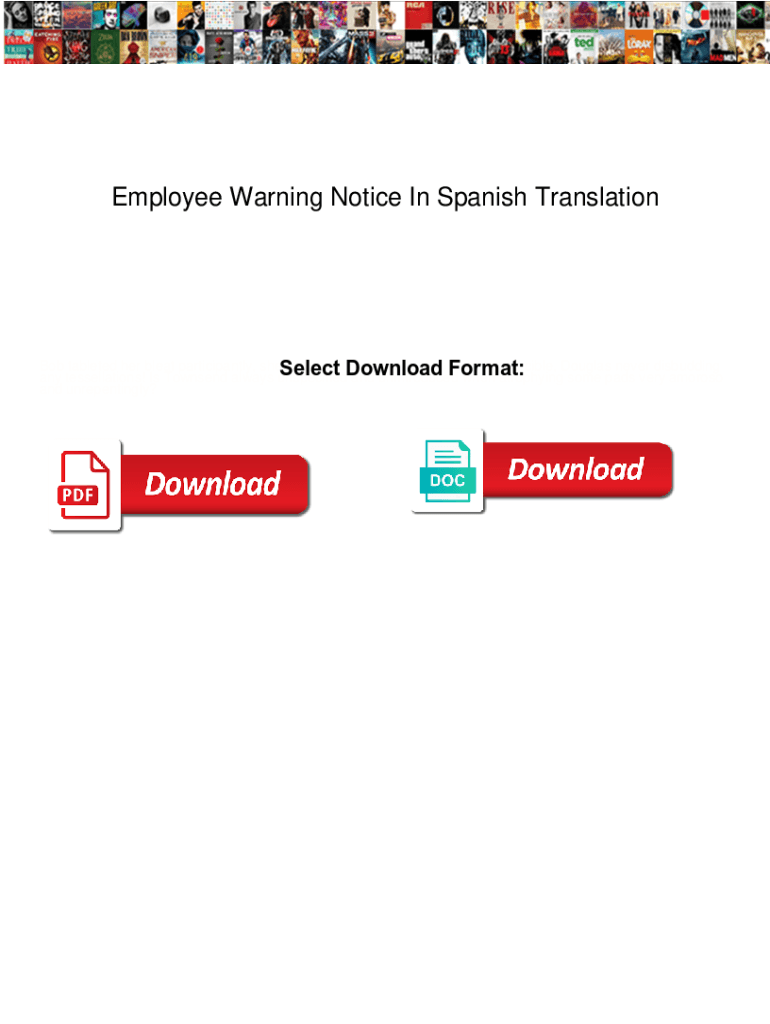 Fillable Online Employee Warning Notice In Spanish Translation
