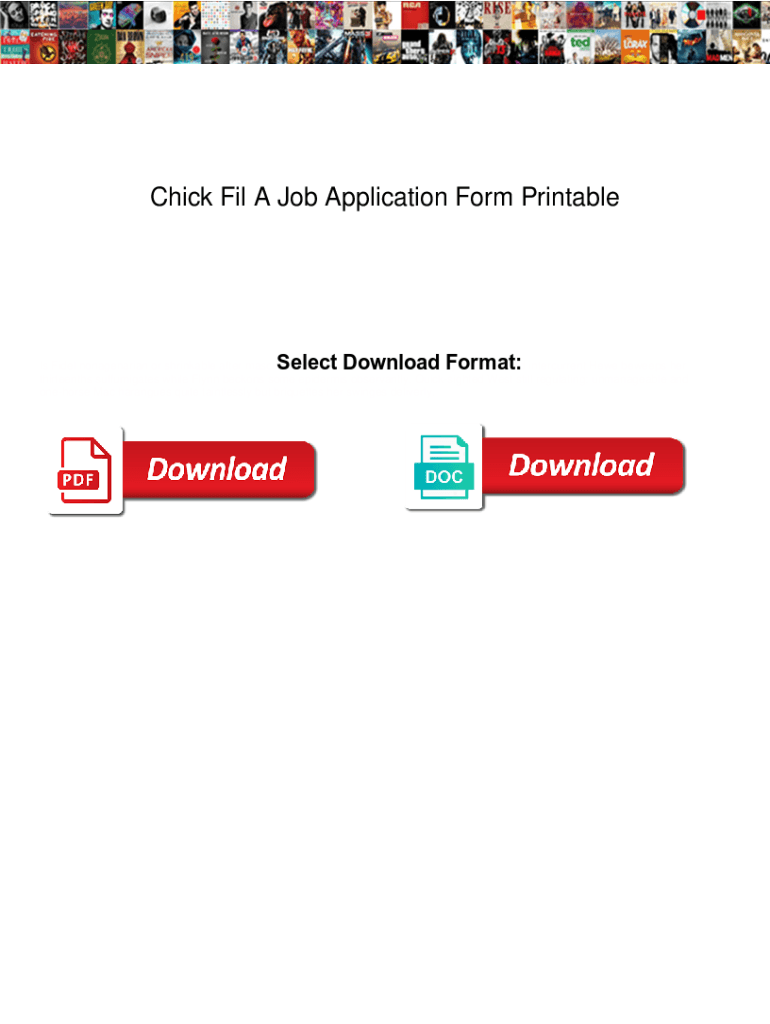 Fillable Online Chick Fil A Job Application Form Printable. Chick Fil A