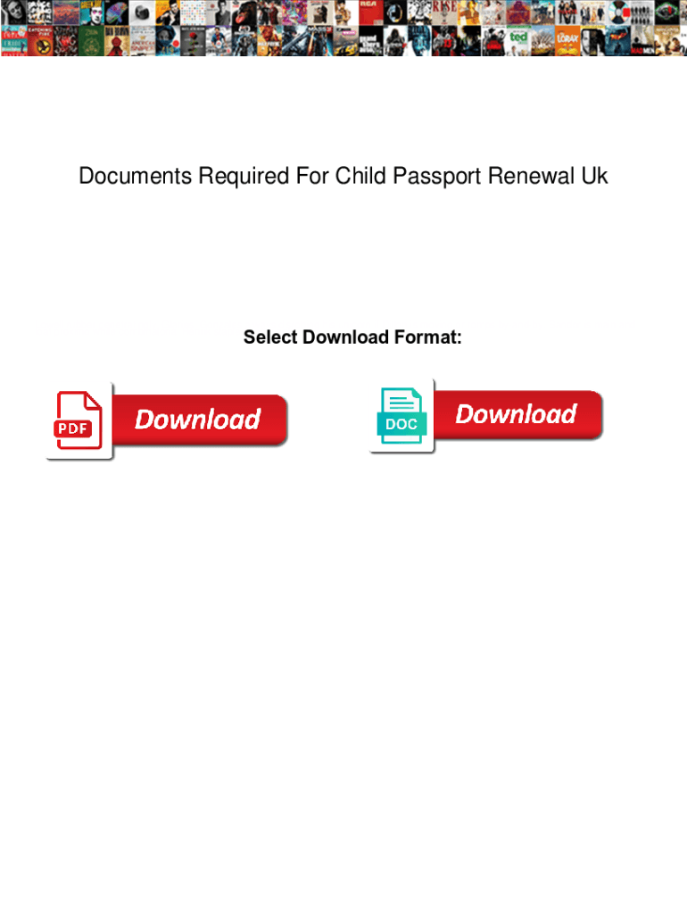 Fillable Online Documents Required For Child Passport Renewal Uk
