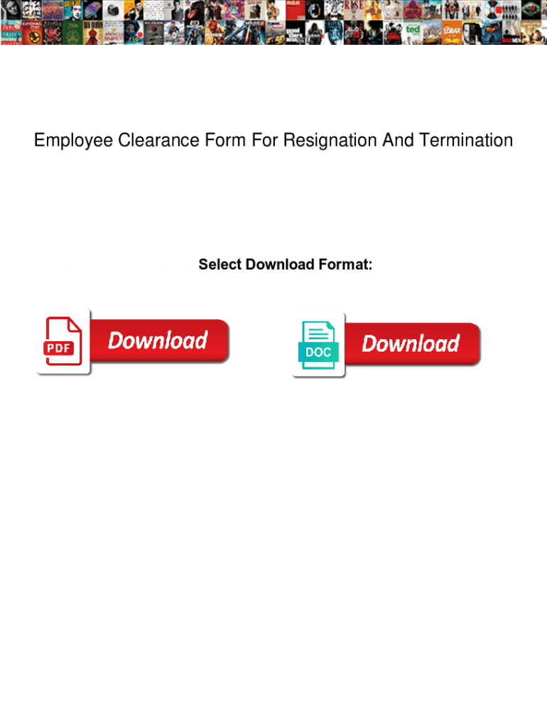 Fillable Online Employee Clearance Form For Resignation And Termination