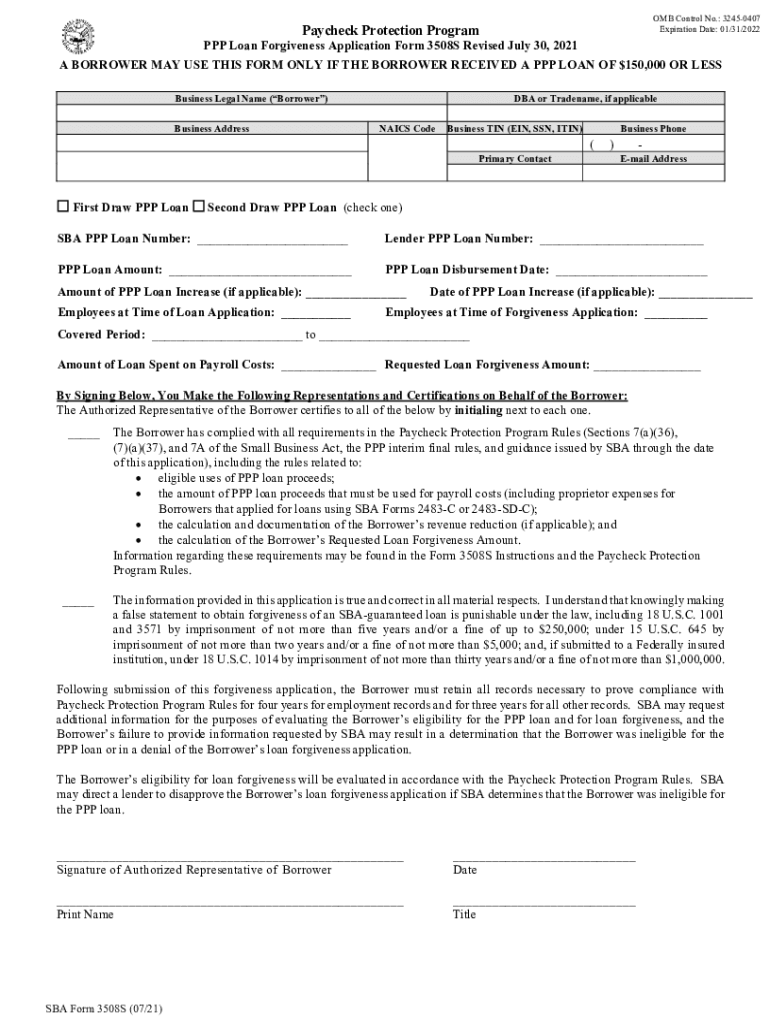 PPP Loan Forgiveness Application Form ... - home.treasury.gov Preview on Page 1