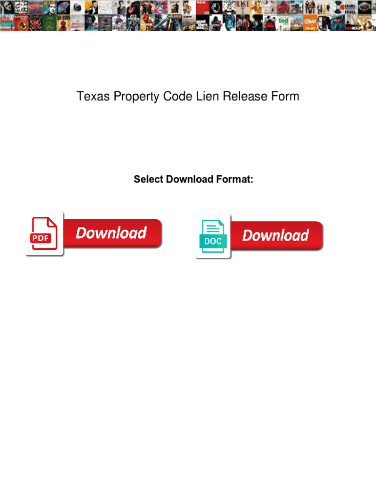 Fillable Online Texas Property Code Lien Release Form. Texas Property