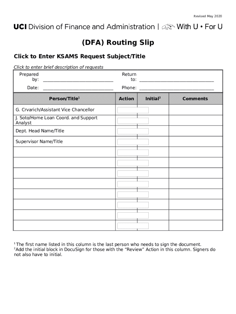  DFA Routing Slip Doc Template PdfFiller