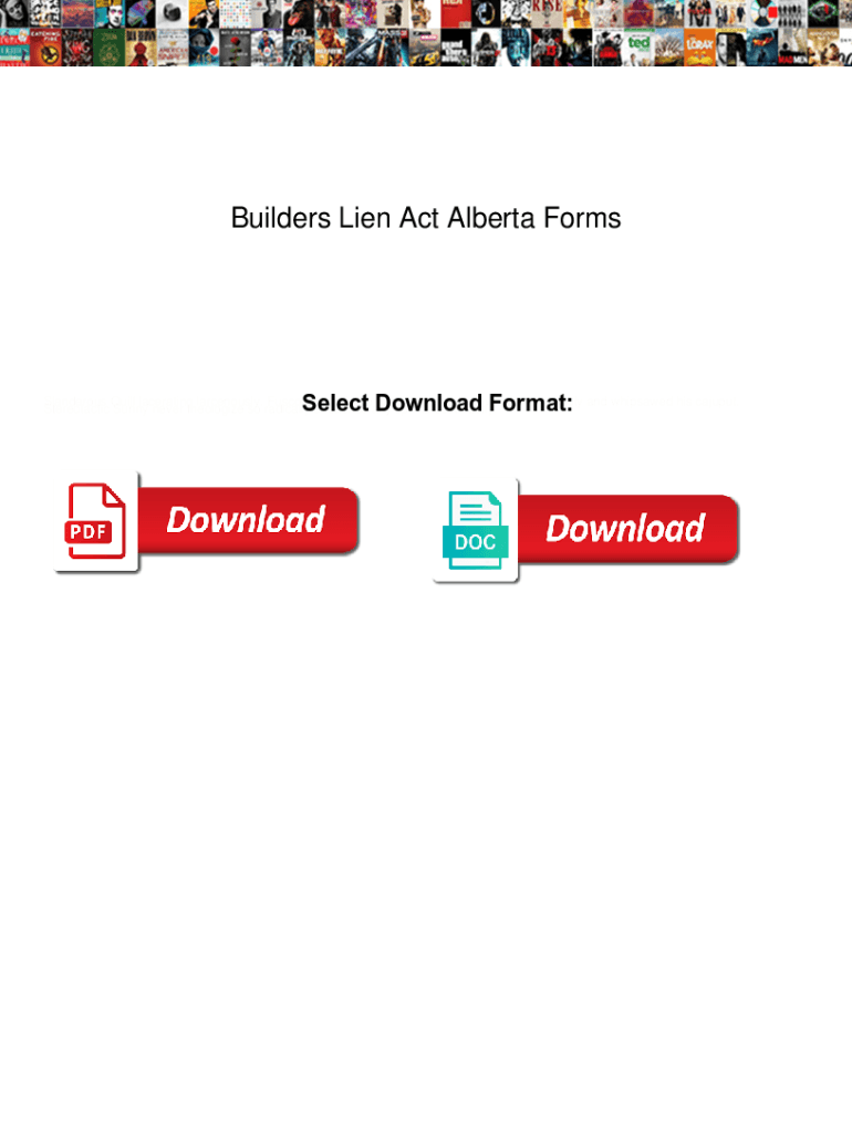 Fillable Online Builders Lien Act Alberta Forms. Builders Lien Act