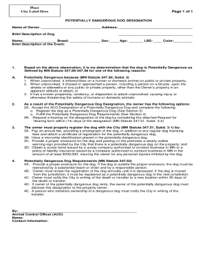 Potentially Dangerous Dog Designation