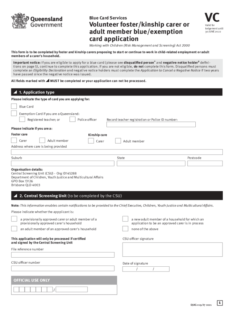 foster carer blue card Preview on Page 1