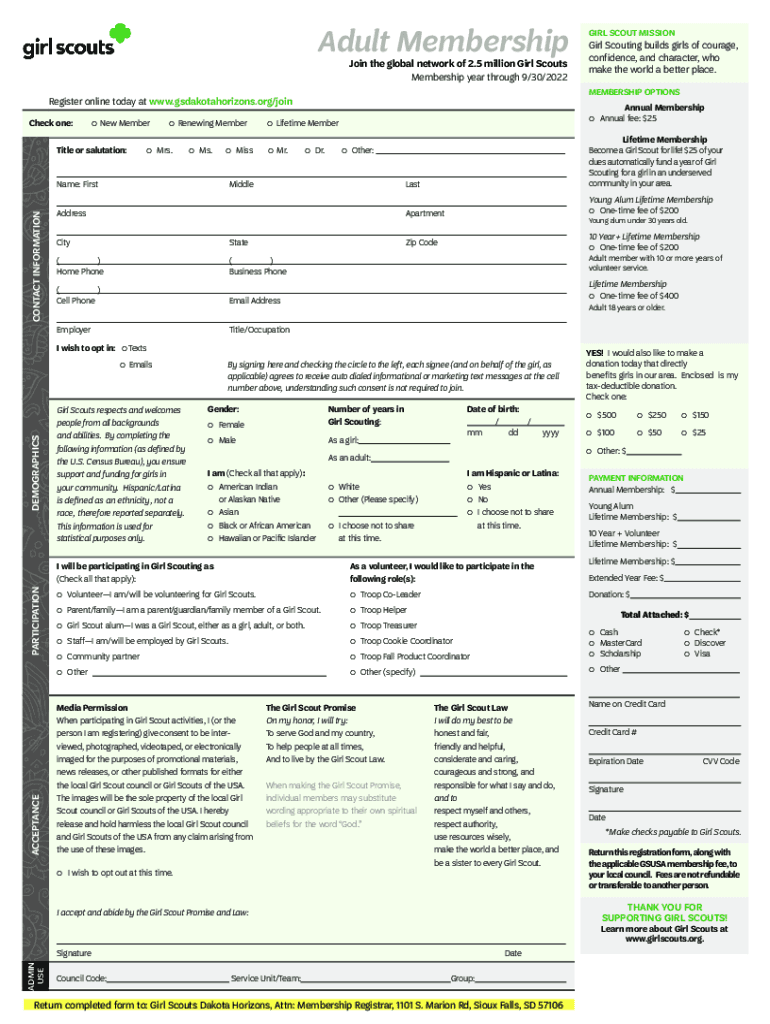 Fillable Online a Girl Scout for life Fax Email Print pdfFiller